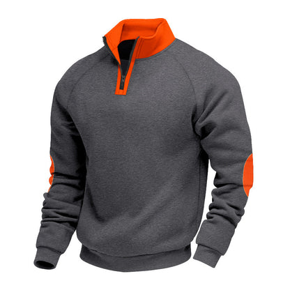 Men's sporty pullover with stand-up collar and practical zipper details Skorter