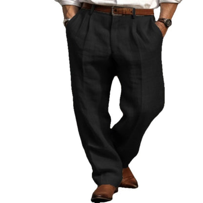 Men's elegant linen trousers with a slim fit and two practical side pockets Skorter