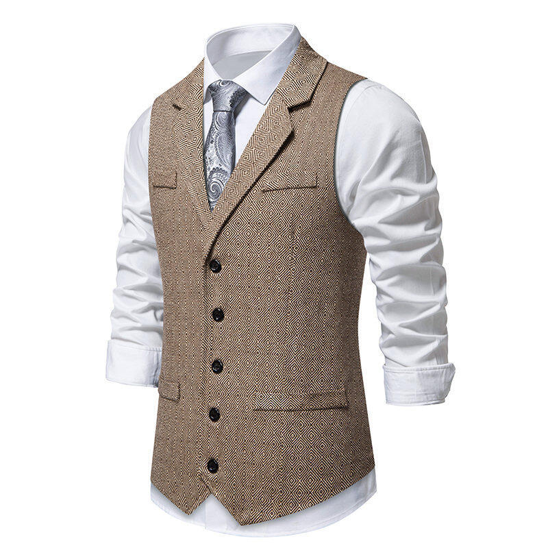Men's suit vest in elegant herringbone pattern with practical pockets Skorter