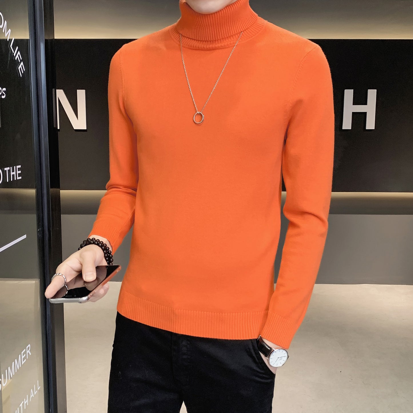 Men's sweater with high collar made of soft knitted fabric Skorter