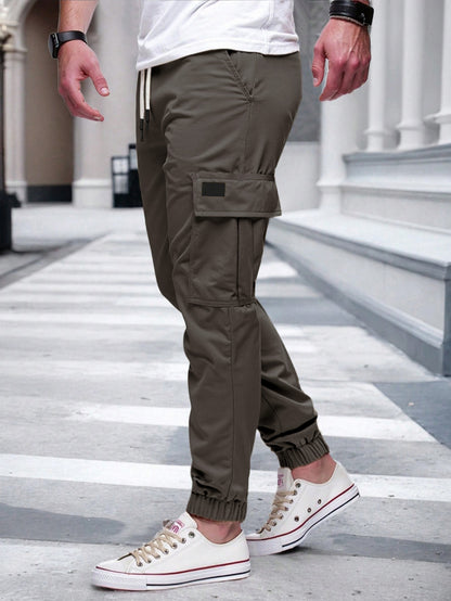 Men's Cargo Joggers with Elastic Waistband and Several Practical Pockets Skorter