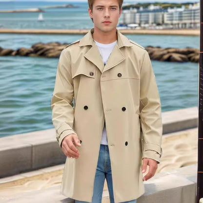 Men's stylish trench coat with practical side pockets and removable inner lining Skorter