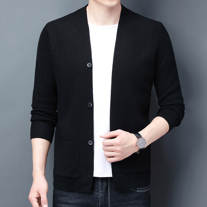 Men's Airy Cardigan with Practical Pocket Layout Skorter