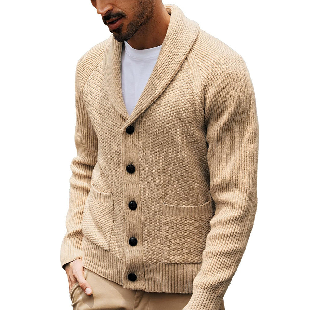 Men's cardigan with textured design and practical shawl collar Skorter