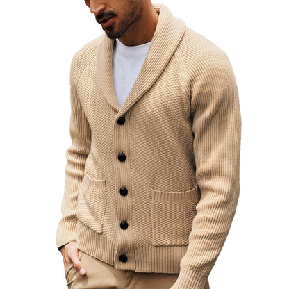 Men's cardigan with textured design and practical shawl collar Skorter