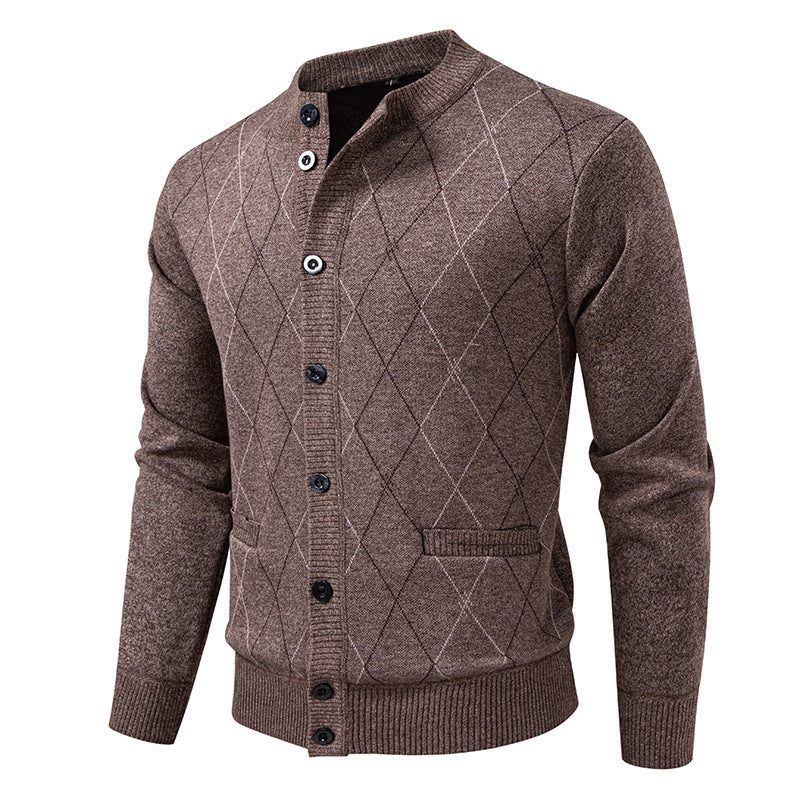 Men's cardigan with modern diamond pattern Skorter