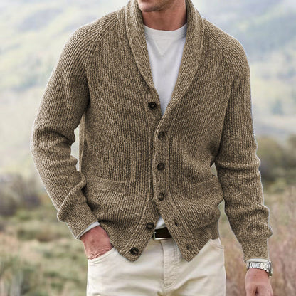 Men's cardigan with trendy chunky knit pattern and practical pockets Skorter