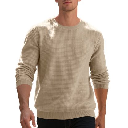 Men's warmer sweater with textured fabric and round neckline Skorter