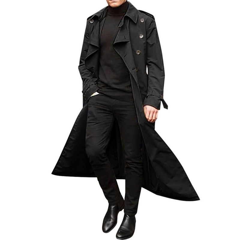 Men's elegant trench coat with deep lapels and concealed buttons Skorter