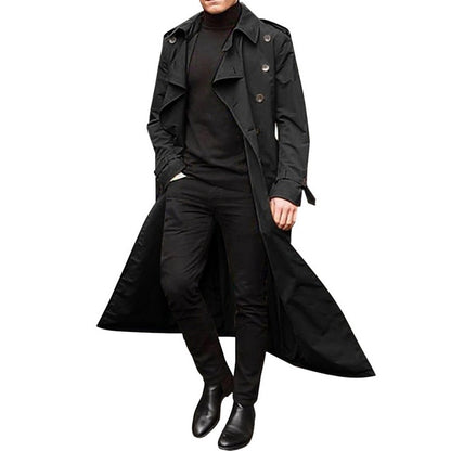 Men's elegant trench coat with deep lapels and concealed buttons Skorter