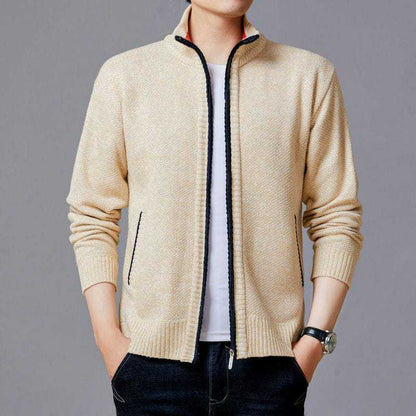 Men's Cardigan with High Collar and Luxurious Lining Skorter