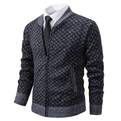 Men's cardigan with modern zip closure and textured design Skorter