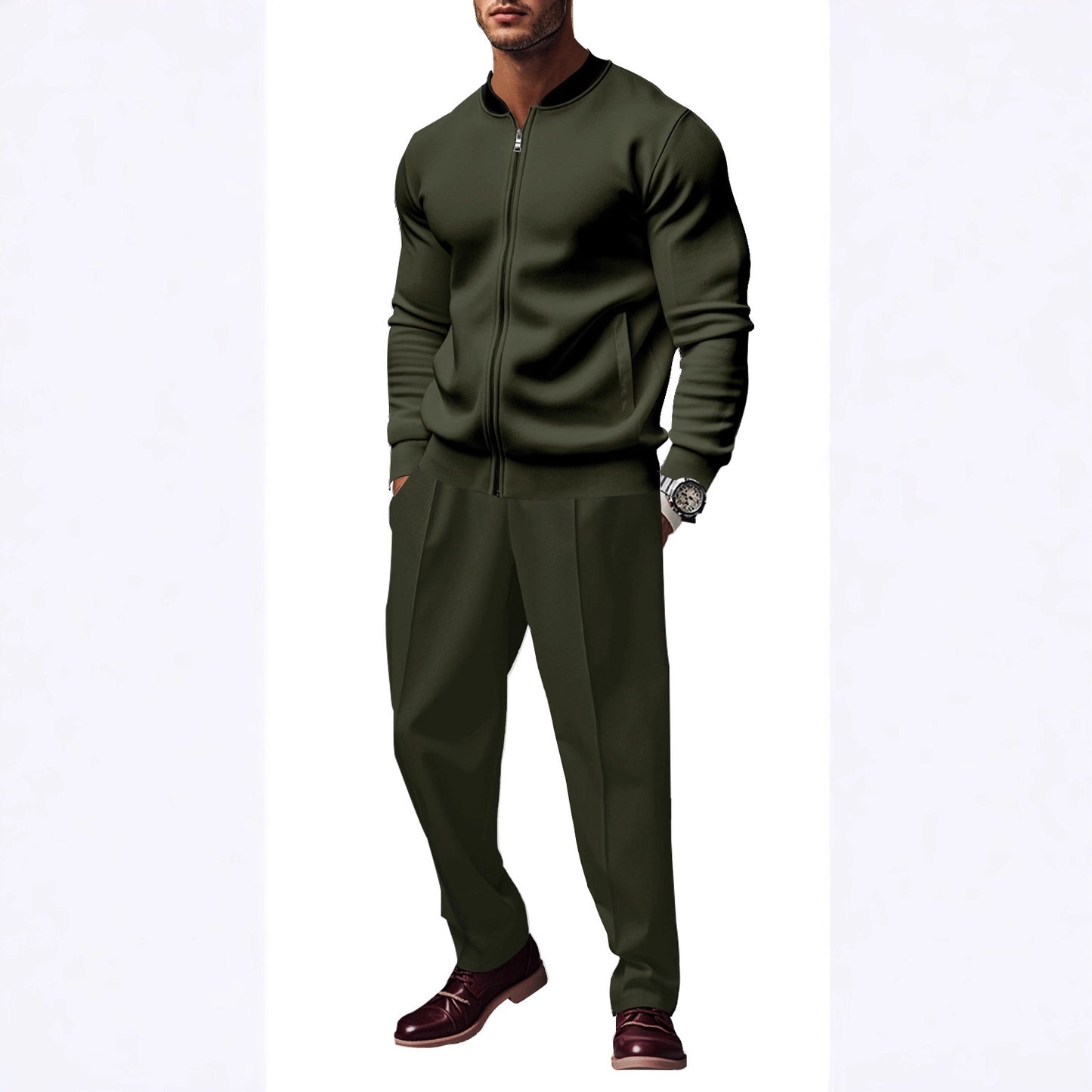 Men's sporty tracksuit with practical pockets and short zipper Skorter