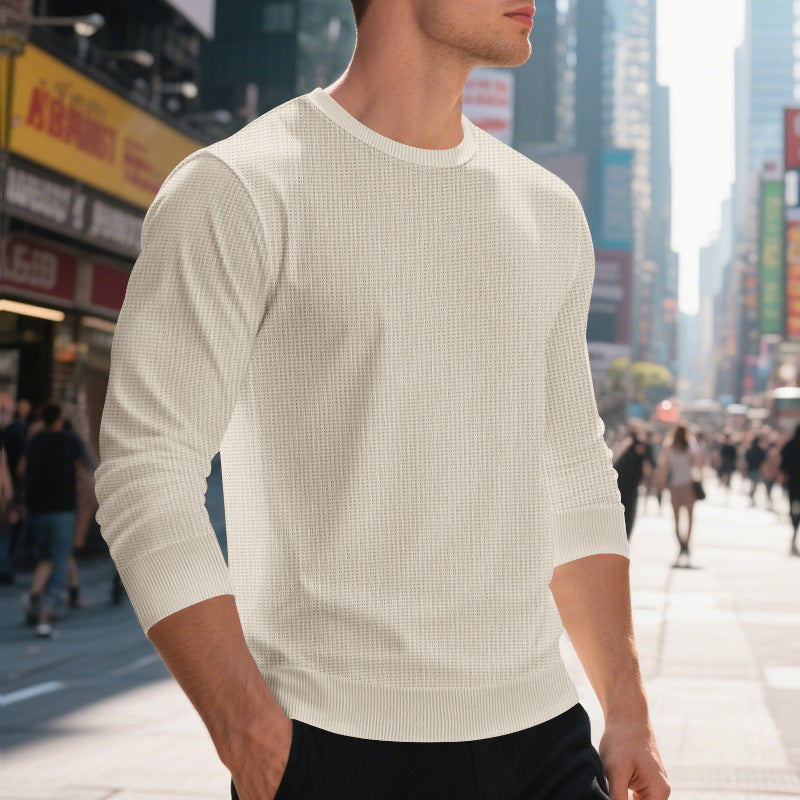 Men's stylish textured sweatshirt with round neck and elastic cuffs Skorter