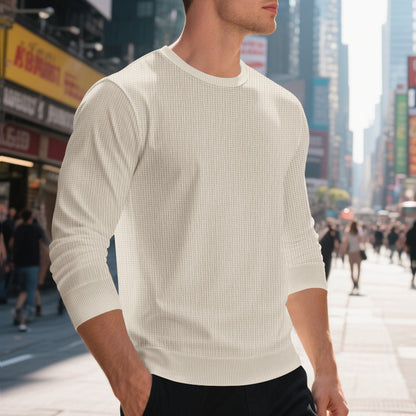 Men's stylish textured sweatshirt with round neck and elastic cuffs Skorter