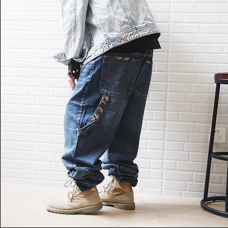Men's Casual Baggy Jeans with Cargo Pockets Skorter