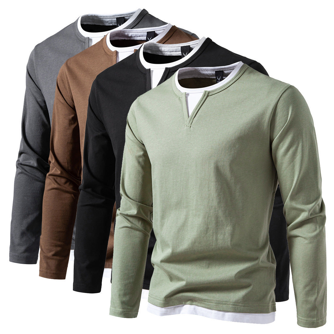 Men's long sleeve shirt with modern V-neck and cool layering details Skorter