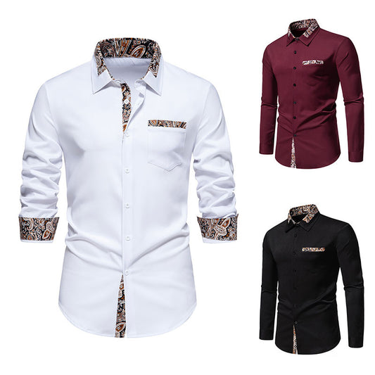 Men's long sleeve shirt with elegant paisley patterns Skorter