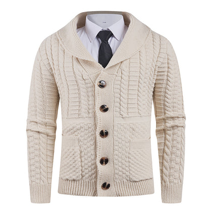 Men's cardigan with modern shawl collar and practical buttons Skorter