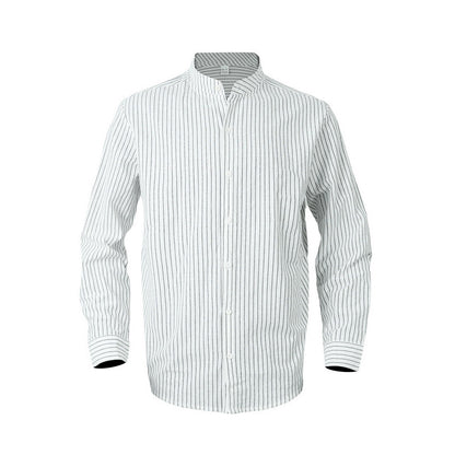 Men's Long Sleeve Shirt with Textured Design and Elegant Button Placket Skorter