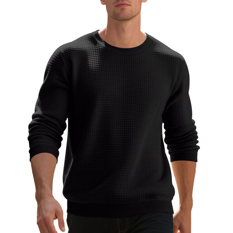 Men's warmer sweater with textured fabric and round neckline Skorter