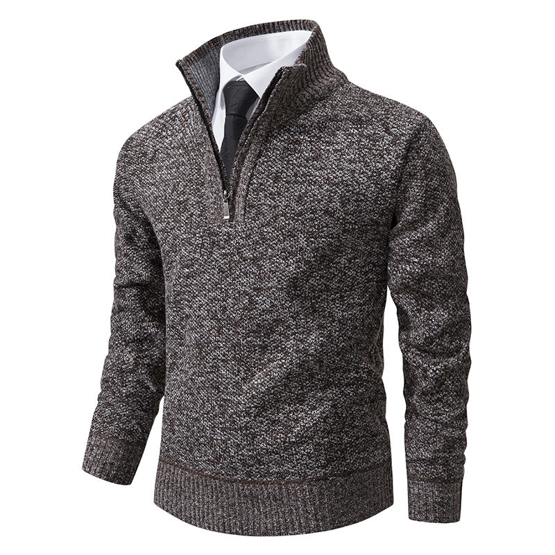 Men's sweater with modern zipper and structured surface Skorter