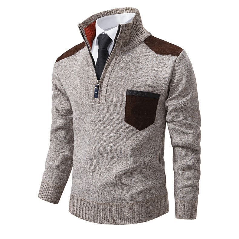 Men's stylish sweater with high collar and zipper Skorter