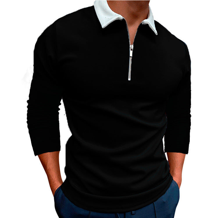 Men's sporty sweater with 1/4 zipper and contrasting collar Skorter