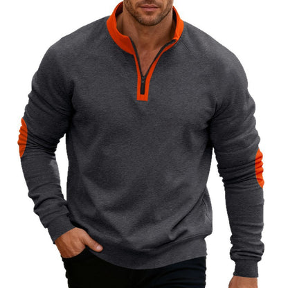 Men's sporty hoodie with short zipper and fashionable contrast elements Skorter
