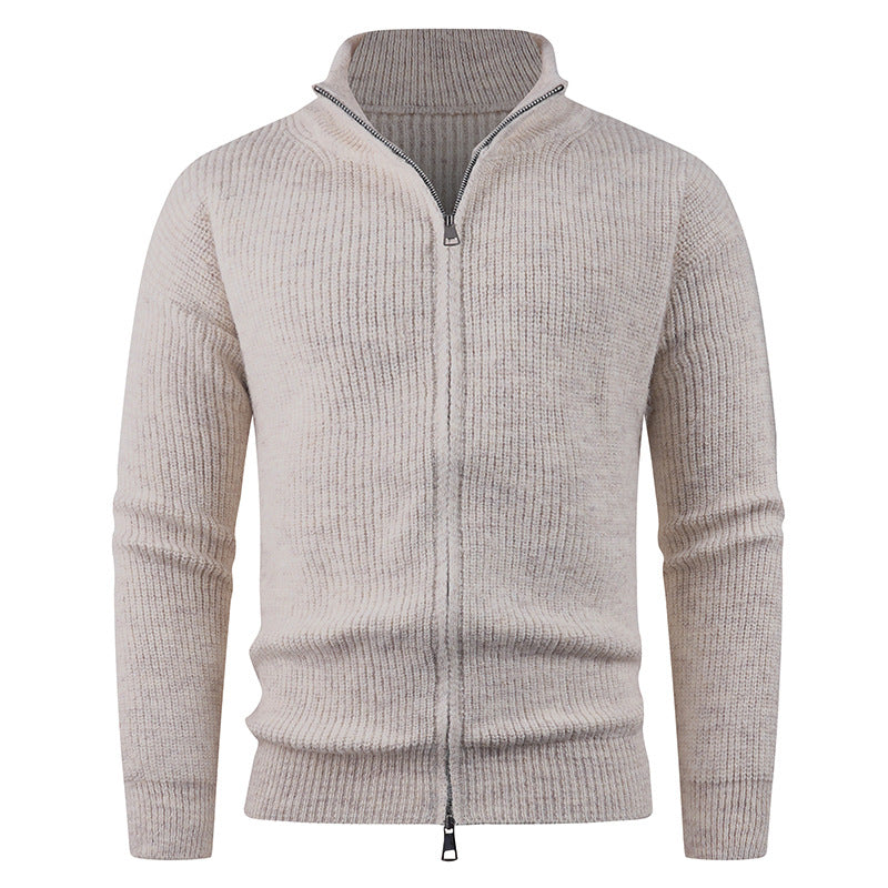 Men's sweater with high collar and decorative zipper Skorter