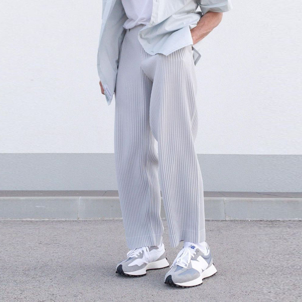 Men's stylish pleated chinos with elastic waistband Skorter