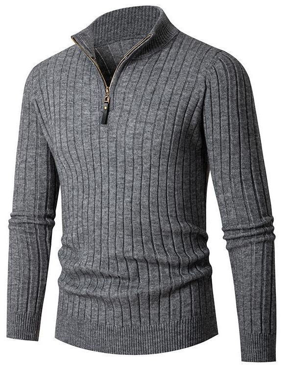Men's pullover with stand-up collar and textured rib design Skorter