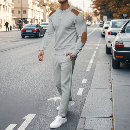 Men's stylish leisure set with practical buttons and leather applications Skorter