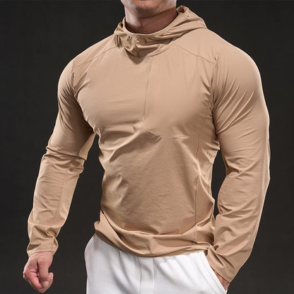 Herrskjorta med lång ärm och huva, andningsbar, kortärmad