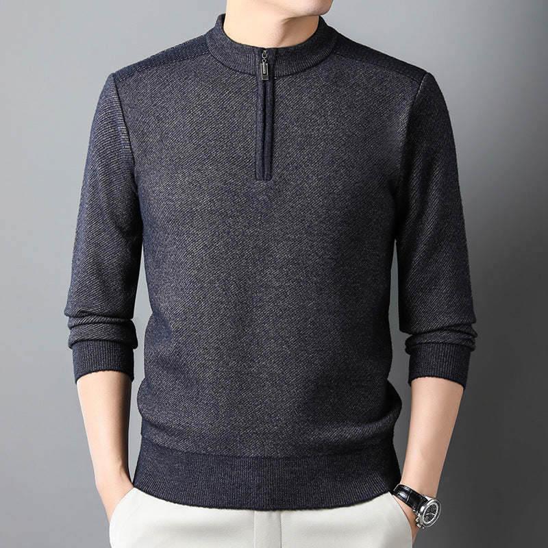 Men's sweater with half zipper and textured design Skorter