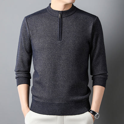 Men's sweater with half zipper and textured design Skorter