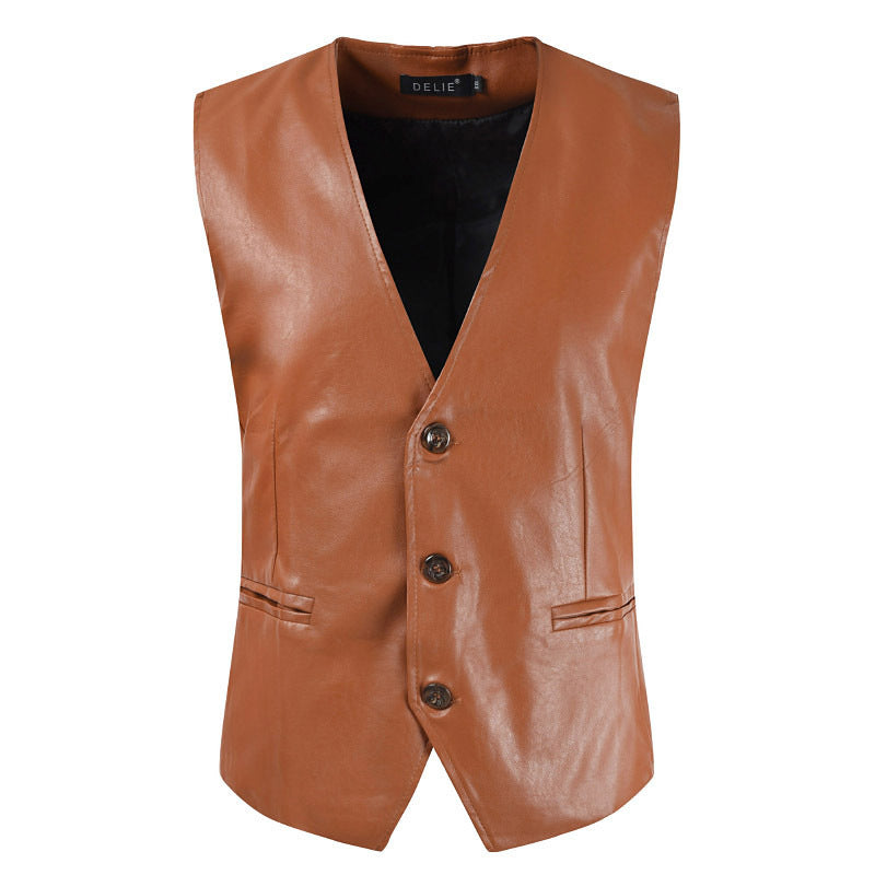 Men's stylish sleeveless leather vest Skorter