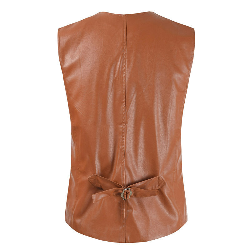 Men's stylish sleeveless leather vest Skorter