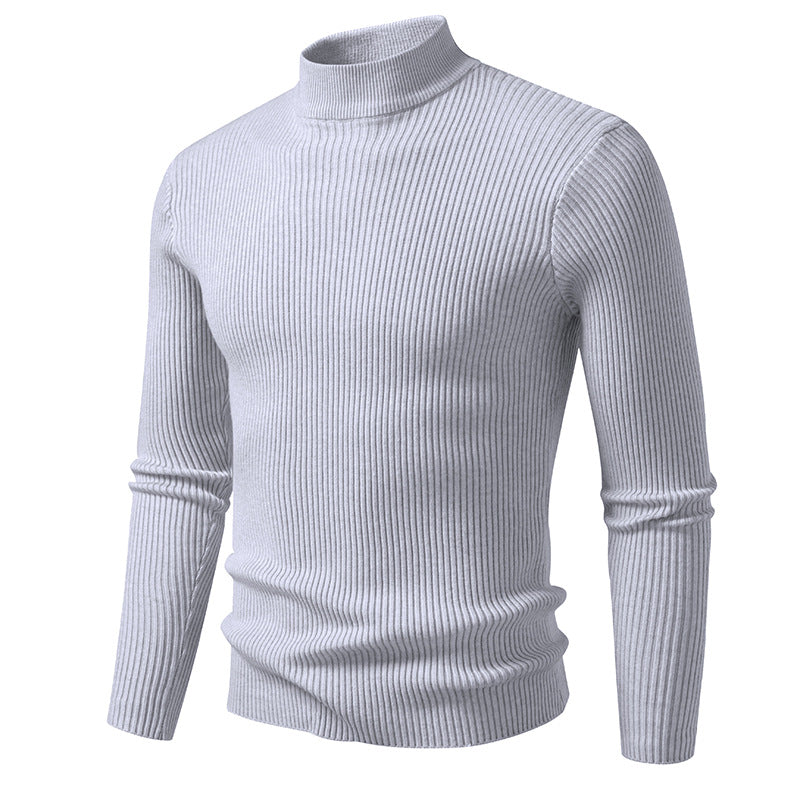 Men's turtleneck sweater made of high-quality stretch wool with ribbed texture Skorter
