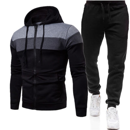 Men's sporty hoodie and jogging suit with contrast stripes Skorter