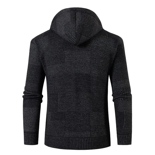 Men's cardigan with padded hood and modern waffle pattern Skorter