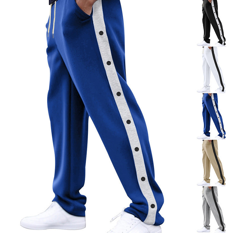 Men's sporty training pants with button design and elastic waistband Skorter