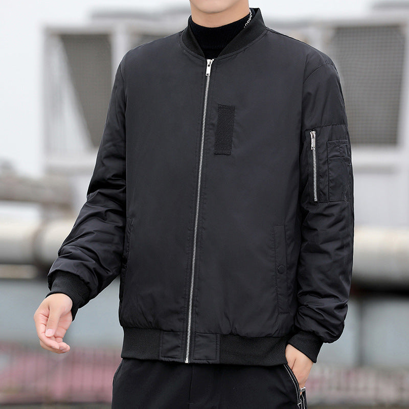 Men's Bomber Jacket with Side Zip Pockets and Elastic Cuffs Skorter