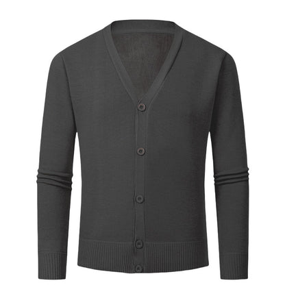 Herrkardigan med V-ringning och knapplös design Skorter