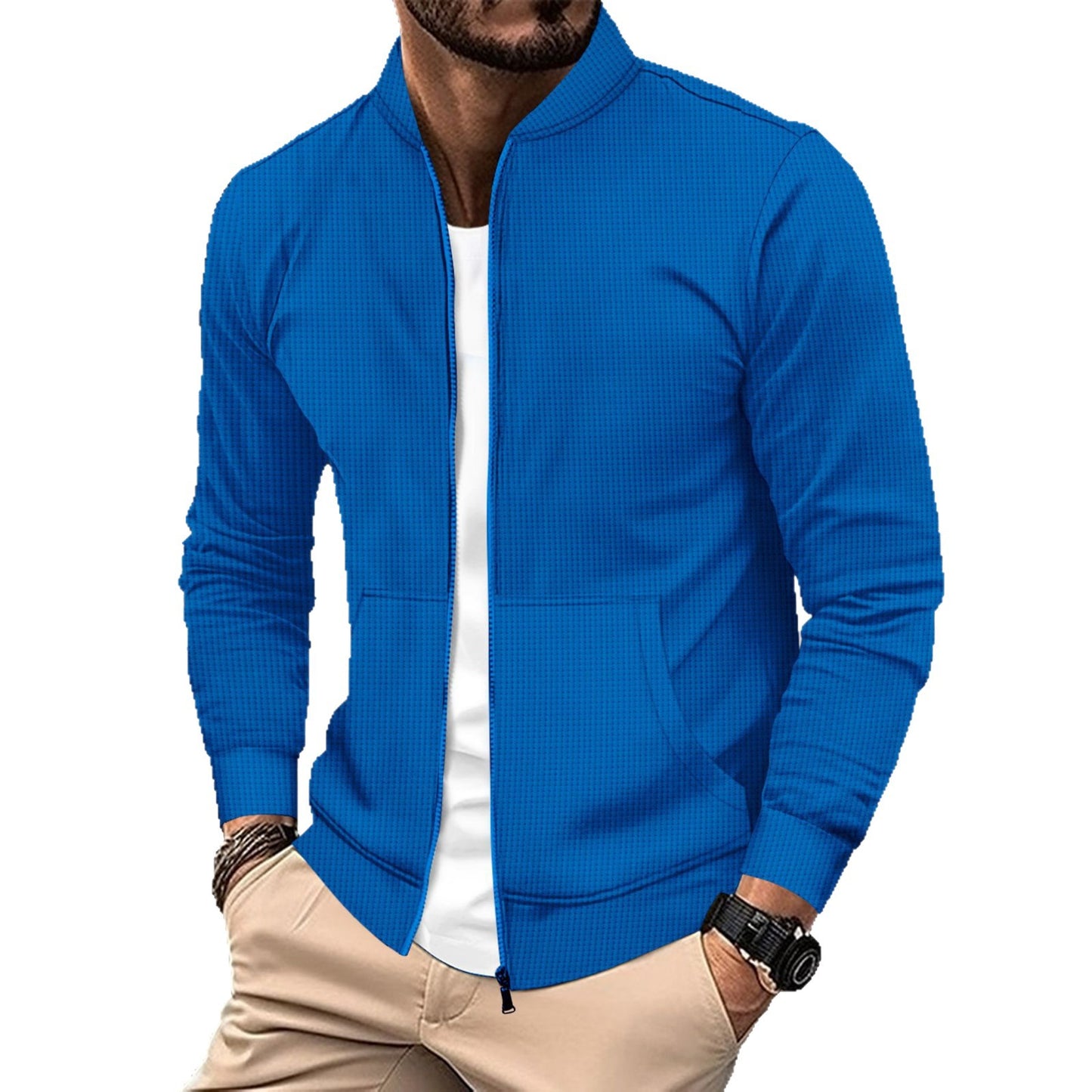Men's sporty sweat jacket with modern textured design and practical pockets Skorter