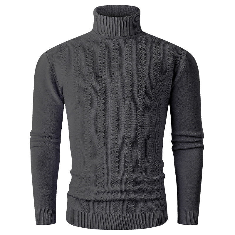 Men's turtleneck sweater with textured pattern and high collar Skorter