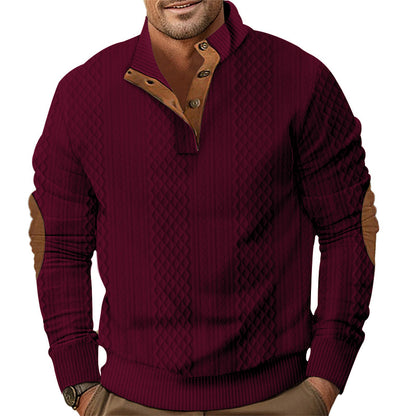 Men's stylish knit sweater with modern button design and textured fabric Skorter