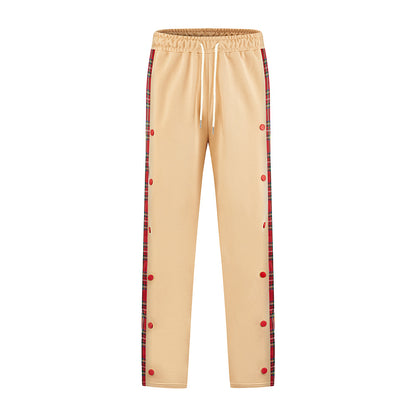 Men's Sporty Jogging Pants with Snap Button Design and Elastic Waistband Skorter
