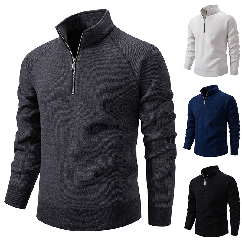 Men's turtleneck sweater with modern zipper and textured design Skorter