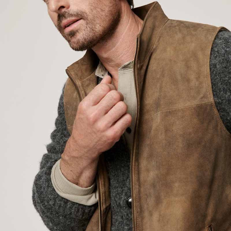 Men's stylish suede vest with practical slit pockets Skorter